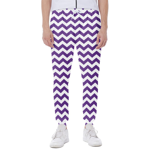Purple And White Chevron Pattern Print Scuba Joggers