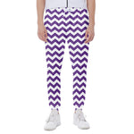 Purple And White Chevron Pattern Print Scuba Joggers