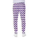 Purple And White Chevron Pattern Print Scuba Joggers