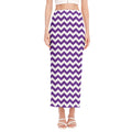 Purple And White Chevron Pattern Print Side Slit Maxi Skirt