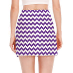 Purple And White Chevron Pattern Print Side Slit Mini Skirt