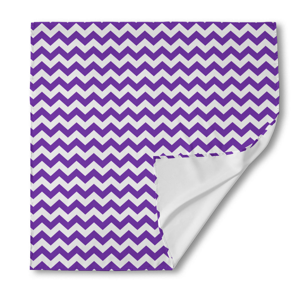 Purple And White Chevron Pattern Print Silk Bandana