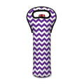 Purple And White Chevron Pattern Print Single Neoprene Wine Tote