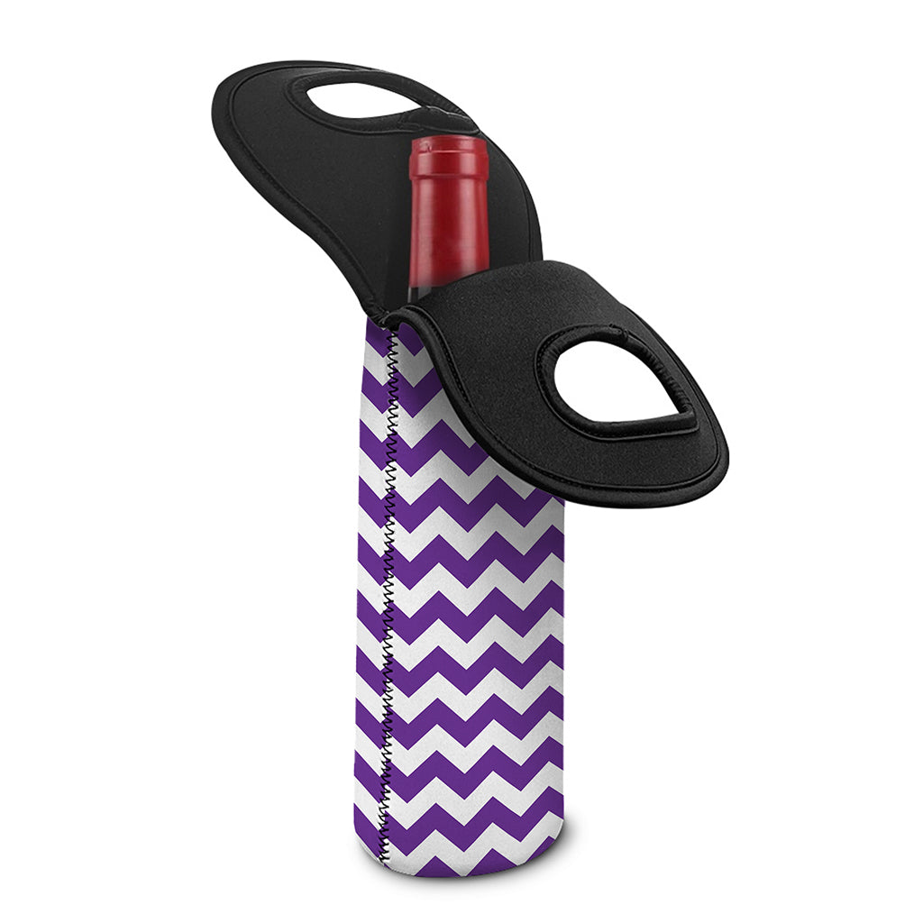Purple And White Chevron Pattern Print Single Neoprene Wine Tote