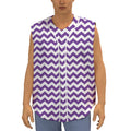 Purple And White Chevron Pattern Print Sleeveless Baseball Jersey