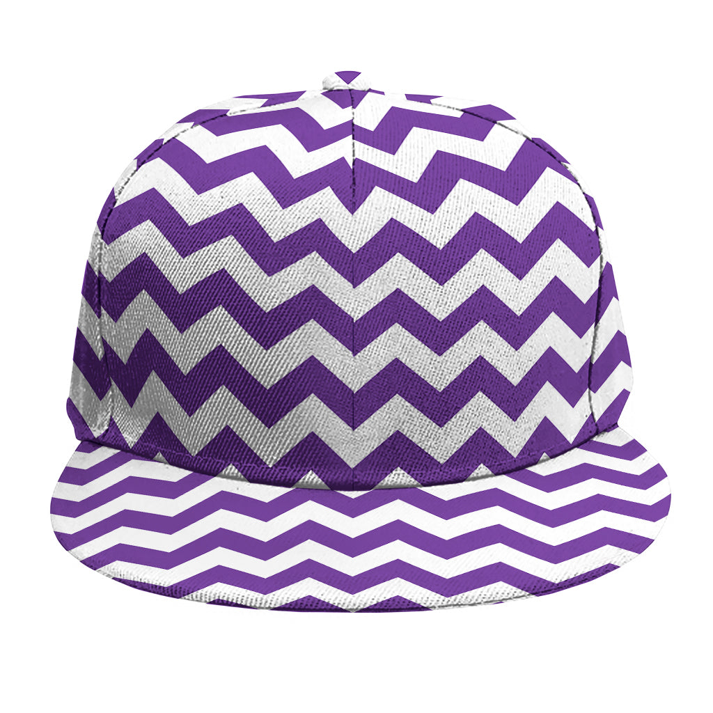 Purple And White Chevron Pattern Print Snapback Cap