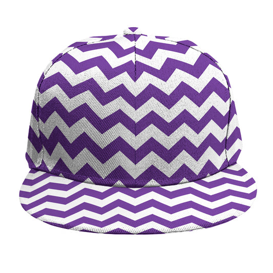 Purple And White Chevron Pattern Print Snapback Cap