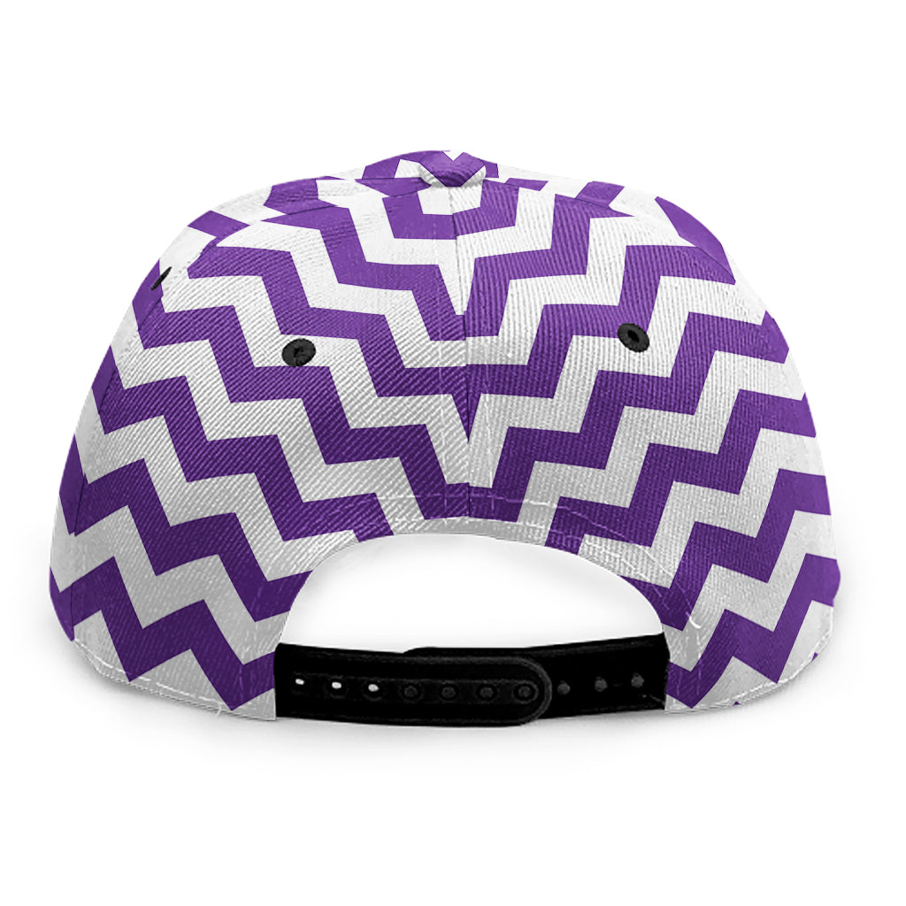 Purple And White Chevron Pattern Print Snapback Cap