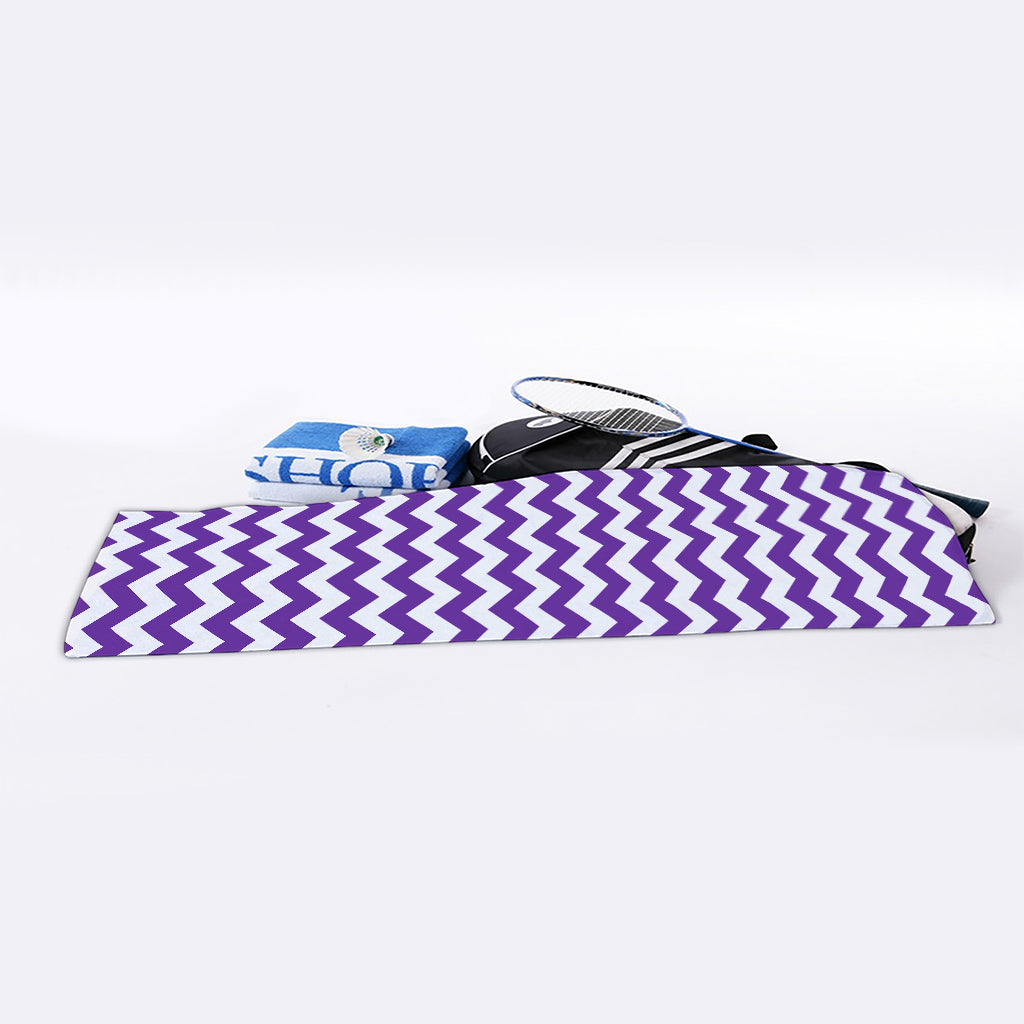 Purple And White Chevron Pattern Print Sports Towel