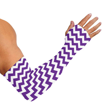 Purple And White Chevron Pattern Print Sun Protection Arm Sleeves