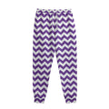 Purple And White Chevron Pattern Print Sweatpants