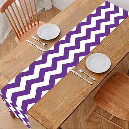 Purple And White Chevron Pattern Print Table Runner