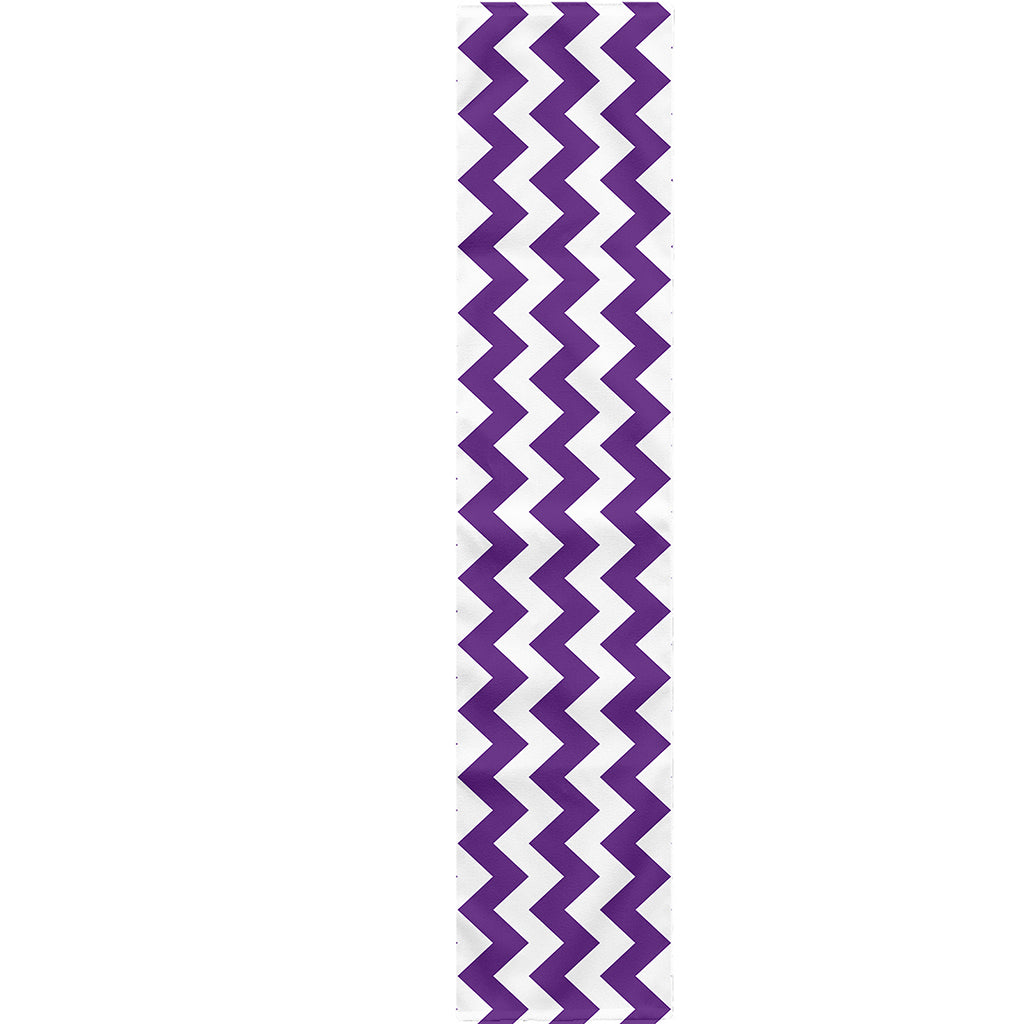 Purple And White Chevron Pattern Print Table Runner