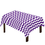 Purple And White Chevron Pattern Print Tablecloth