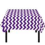 Purple And White Chevron Pattern Print Tablecloth