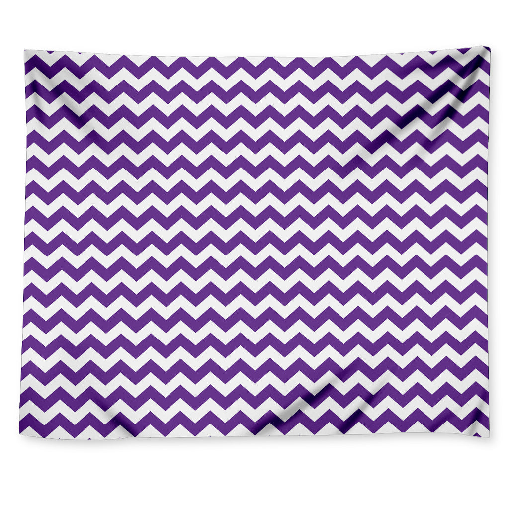 Purple And White Chevron Pattern Print Tapestry