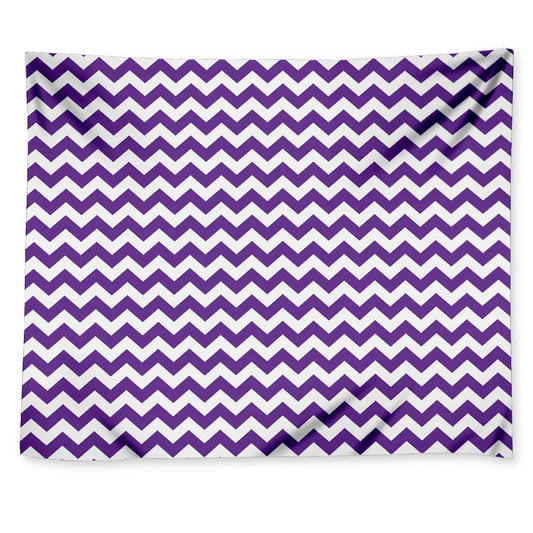 Purple And White Chevron Pattern Print Tapestry