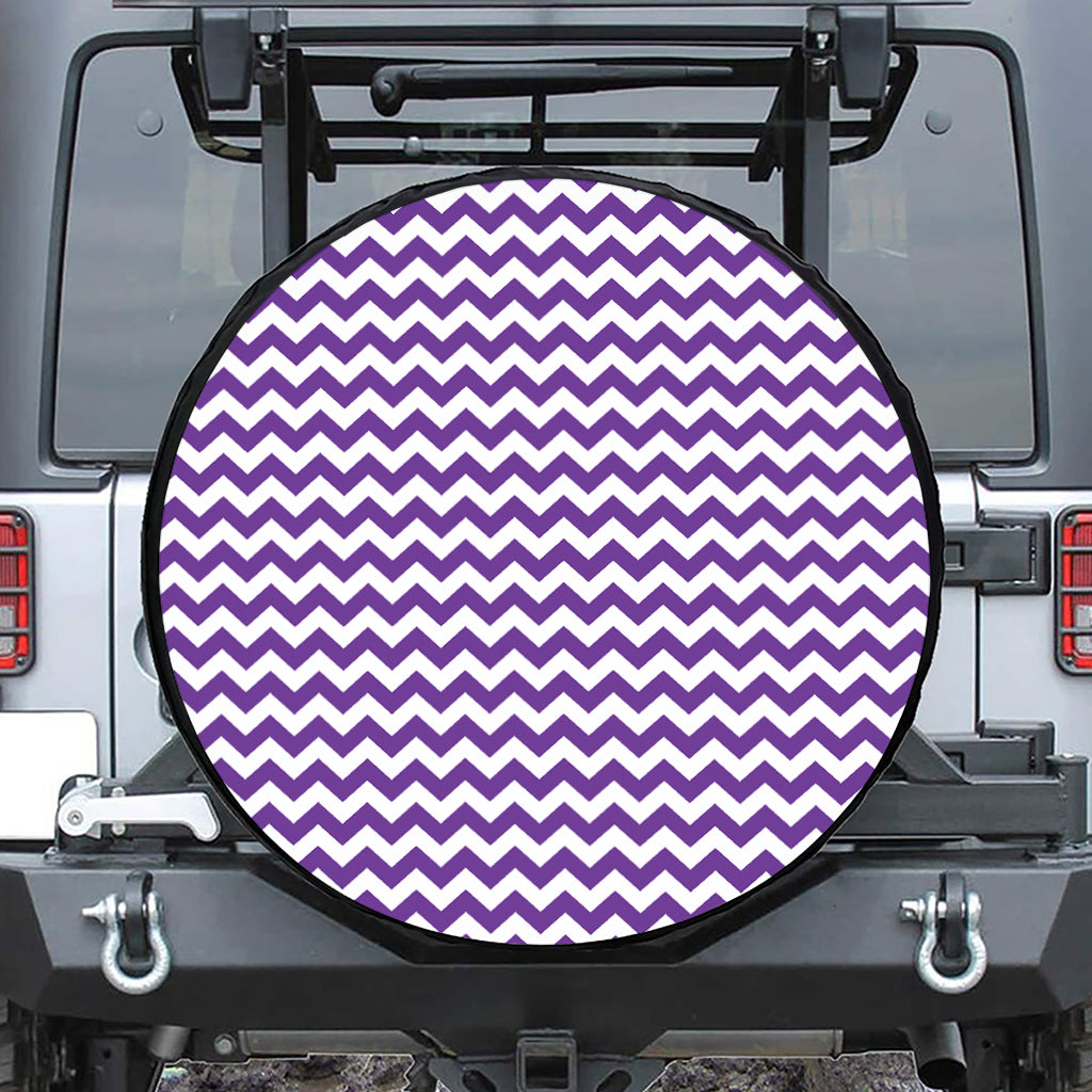 Purple And White Chevron Pattern Print Tire Cover