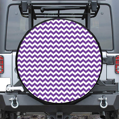 Purple And White Chevron Pattern Print Tire Cover