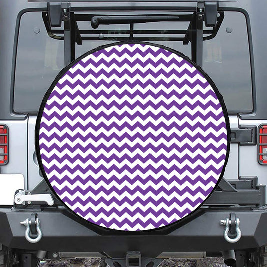 Purple And White Chevron Pattern Print Tire Cover