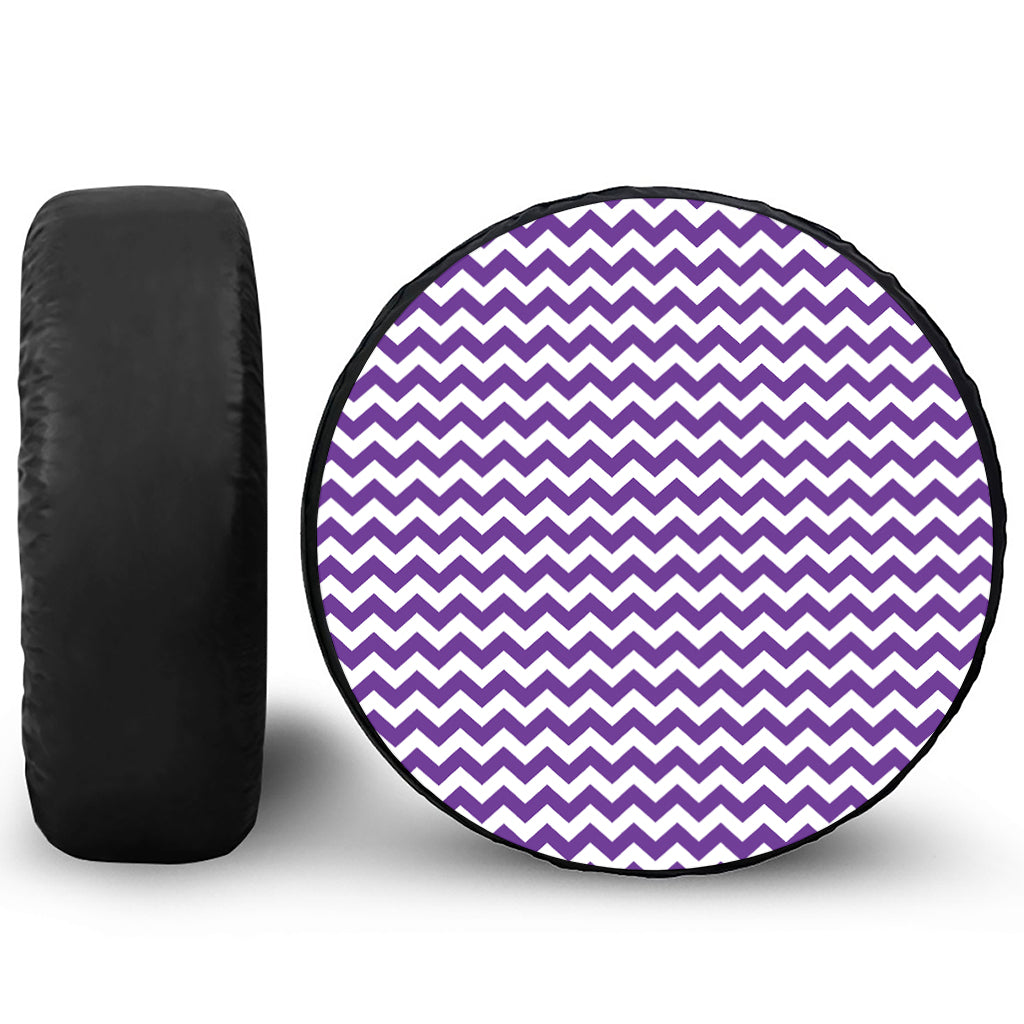 Purple And White Chevron Pattern Print Tire Cover
