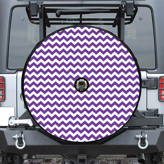 Purple And White Chevron Pattern Print Tire Cover With Camera Hole