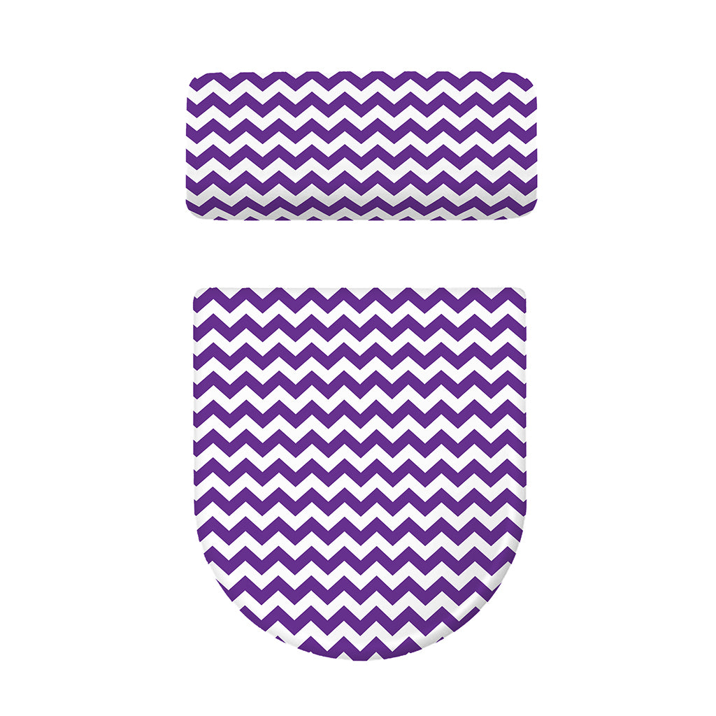 Purple And White Chevron Pattern Print Toilet Lid And Tank Cover Set