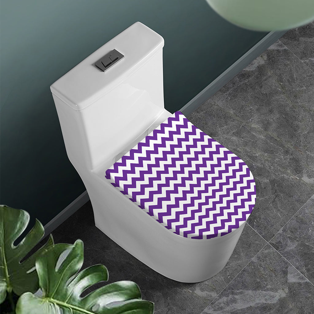 Purple And White Chevron Pattern Print Toilet Lid Cover