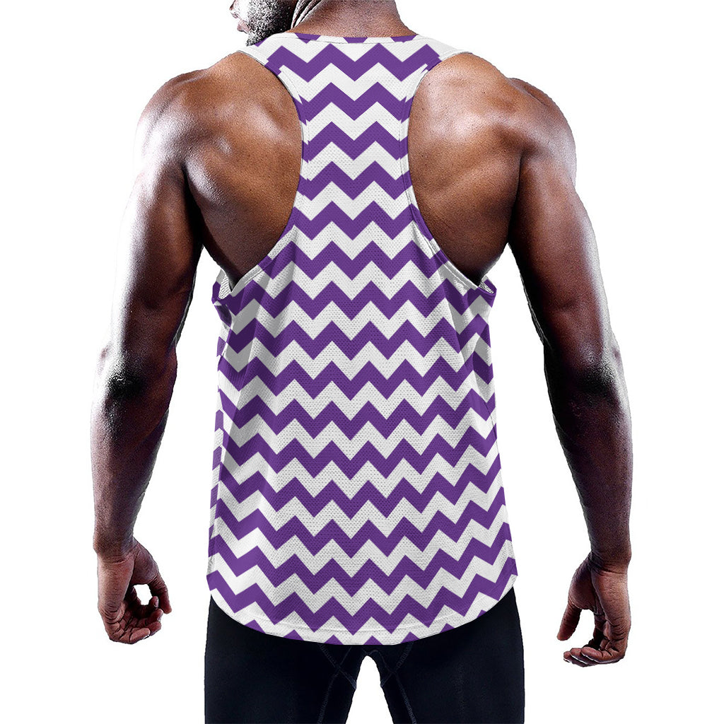 Purple And White Chevron Pattern Print Training Tank Top