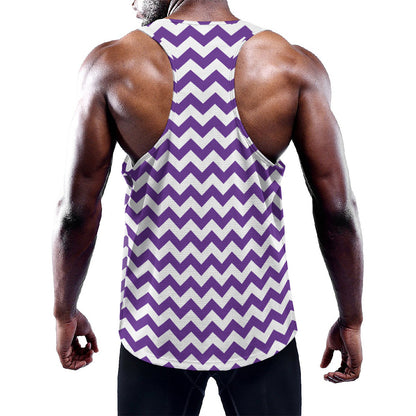 Purple And White Chevron Pattern Print Training Tank Top