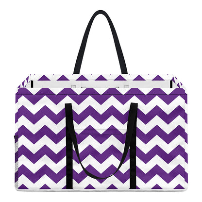 Purple And White Chevron Pattern Print Utility Tote Bag