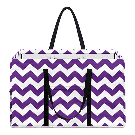 Purple And White Chevron Pattern Print Utility Tote Bag