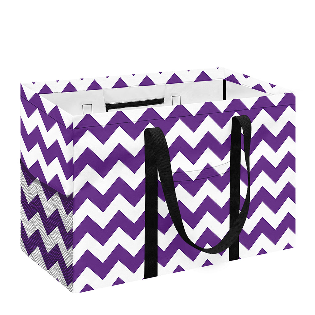Purple And White Chevron Pattern Print Utility Tote Bag