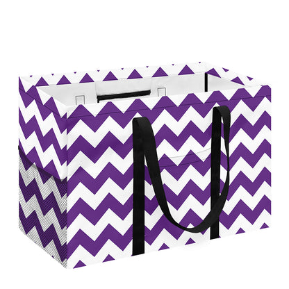 Purple And White Chevron Pattern Print Utility Tote Bag