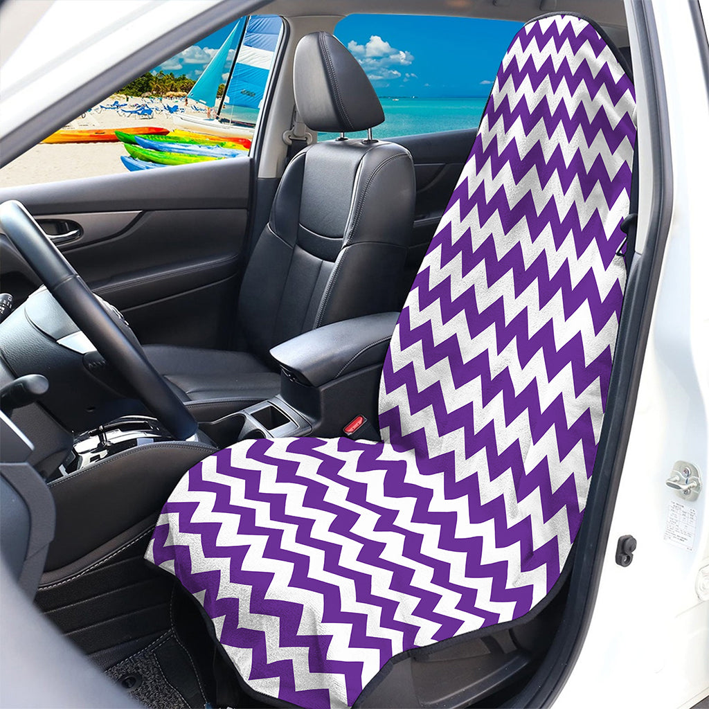 Purple And White Chevron Pattern Print Waterproof Car Seat Cover