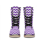 Purple And White Chevron Pattern Print Winter Boots