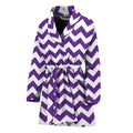 Purple And White Chevron Pattern Print Women's Bathrobe