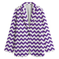 Purple And White Chevron Pattern Print Women's Cotton Blazer