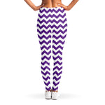 Purple And White Chevron Pattern Print Women's Leggings