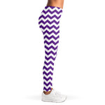 Purple And White Chevron Pattern Print Women's Leggings