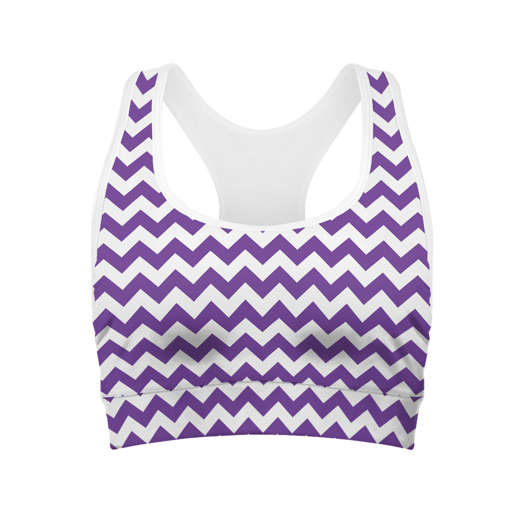 Purple And White Chevron Pattern Print Women's Sports Bra