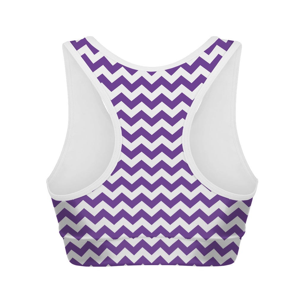 Purple And White Chevron Pattern Print Women's Sports Bra