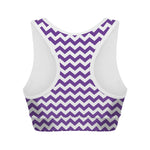 Purple And White Chevron Pattern Print Women's Sports Bra