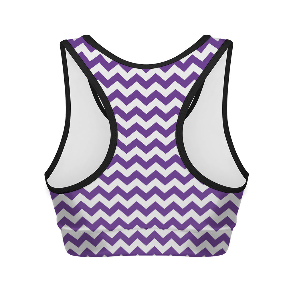 Purple And White Chevron Pattern Print Women's Sports Bra