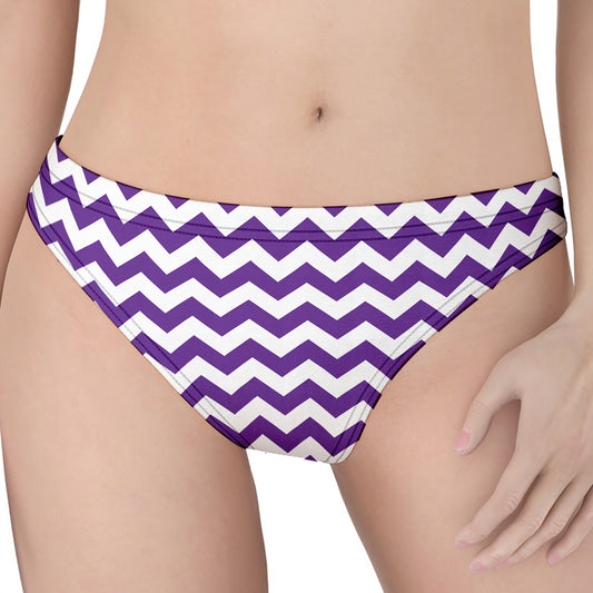 Purple And White Chevron Pattern Print Women's Thong