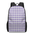 Purple And White Gingham Pattern Print 17 Inch Backpack