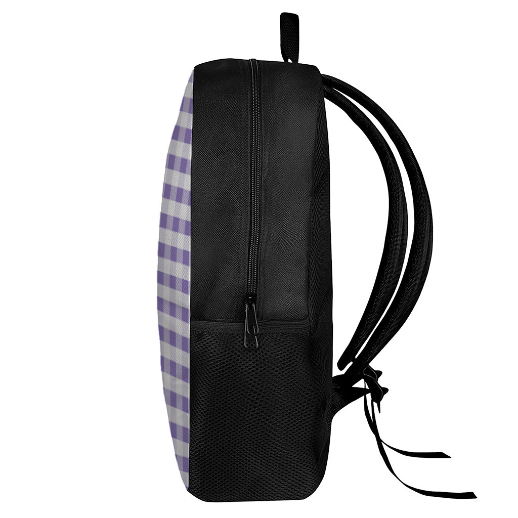 Purple And White Gingham Pattern Print 17 Inch Backpack