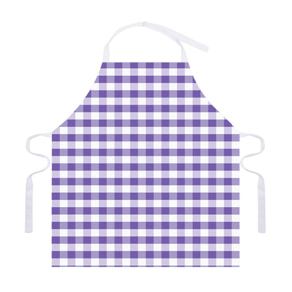 Purple And White Gingham Pattern Print Adjustable Apron