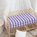 Purple And White Gingham Pattern Print Baby Crib Sheet