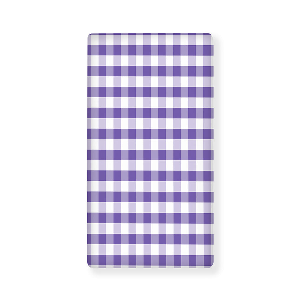 Purple And White Gingham Pattern Print Baby Crib Sheet